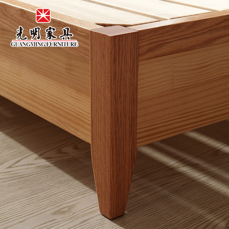 【光明家具】全实木床1.5m  北欧现代简约红橡木床 卧室实木家具双人床 WX3-1591-150